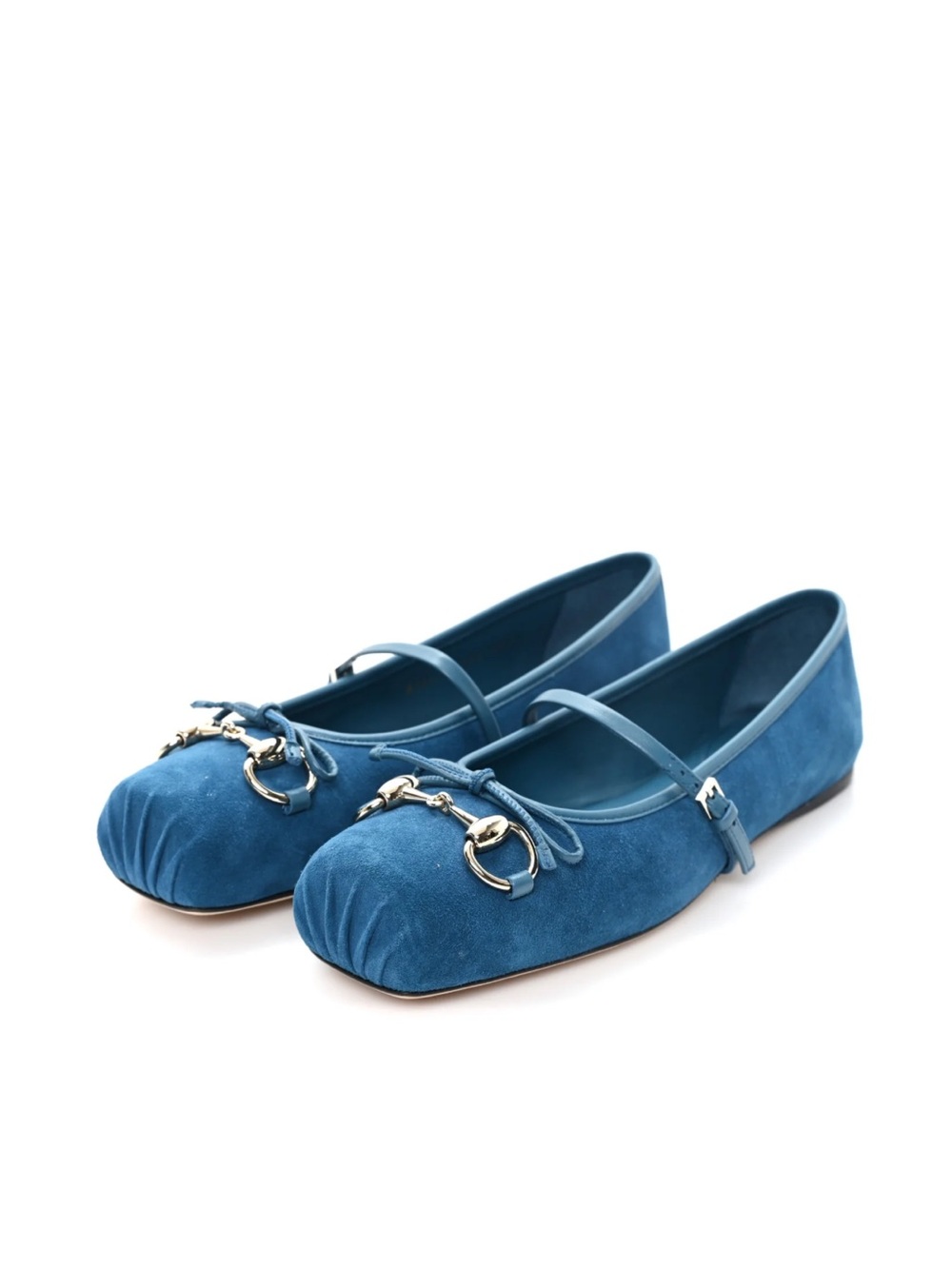 NIB Gucci Horsebit Ballet Flats Blue Suede Mary Jane Shoes Size 39 $1030